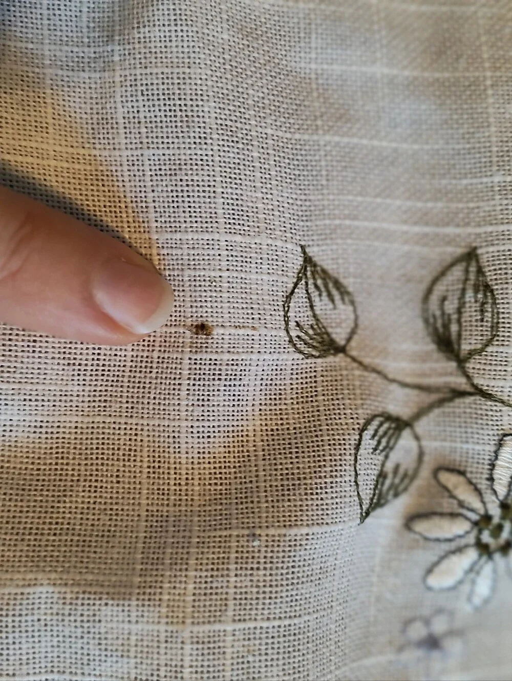 Embroidered & Lace Table Linen Square Floral White Blue